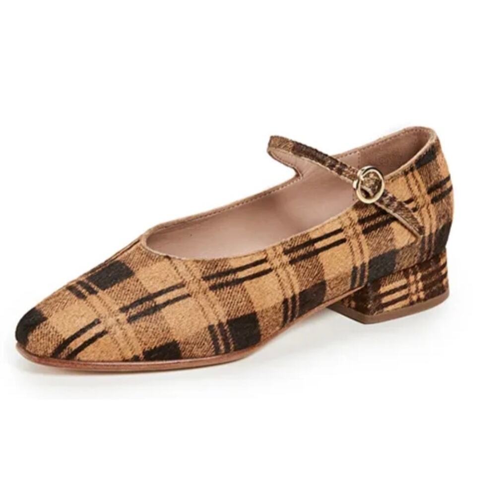 NO. 6 Vera Mary Mustard Plaid Flat Shoes Women's Sz 10